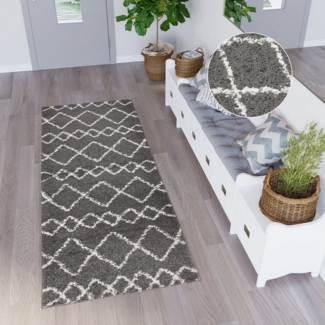 Tapiso Hochflor-Läufer DELHI, rechteckig, Höhe: 30 mm, Langflor Shaggy Modern Design Flauschig Wohnzimmer Schlafzimmer