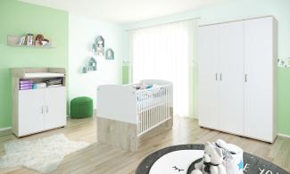 nonjoo Lani Set 7: best. aus Babybett, Kommode, Wickelaufsatz, Wandboard und Kleiderschrank 3-trg.