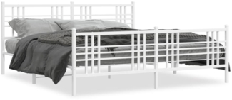 vidaXL Bettgestell mit Kopf- und Fußteil Metall Weiß 200x200 cm 376398