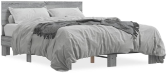 vidaXL Bettgestell Grau Sonoma 140x200 cm Holzwerkstoff und Metall 3280195