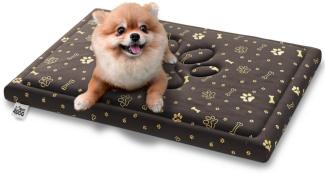 FDM PUDDY wasserdichtes Hundebett 70x60x5 cm Polyurethanschaum mit waschbarem Bezug Braun/Gold