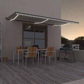 vidaXL Markise Manuell Einziehbar mit LED 600x350 cm Creme 3069242