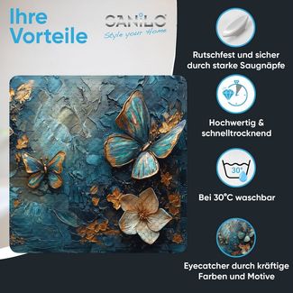 Sanilo Duschmatte, mit Motiv, rutschfest, waschbar, quadratisch, 230 extra starke Saugnäpfe, Kunststoff PVC, 53 x 53 cm, Mariposa