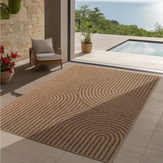 Teppium Teppich Natürlicher Jute-Optik Outdoor-Stil, Rechteckig, Höhe: 5 mm, Indoor Outdoor Teppich Wetterfest 3D Optik Wohnzimmer Küchen Terrasse