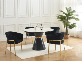 Vente-unique - Stuhl mit Armlehnen 2er-Set - Samt & goldfarbenes Metall - Schwarz - ZAOVA von Pascal Morabito