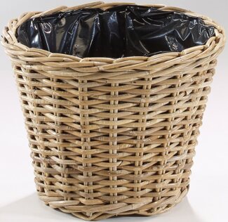 Kobolo Pflanzkübel Übertopf rund aus Rattan kubu grey - innen foliert
