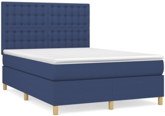 vidaXL Boxspringbett mit Matratze Blau 140x190 cm Stoff 3142655