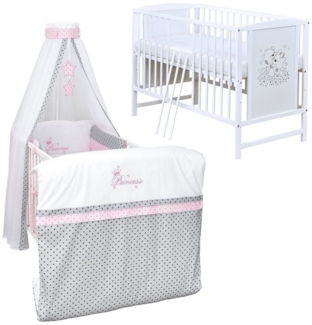 Baby-Delux Komplettbett Babybett Mia Komplettset, 10-tlg, Kinderbett 60x120 cm weiß, Bettset verschiedene Designs