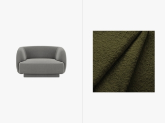 Micadoni Sessel Miley 1-Sitzer Boucle Baloo Dunkel-Olivgrün