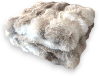 Wohndecke Premium Winter Decke Luxus Alpaka Touch » Kunstfell, VewoTex, Couchdecke 150x130 cm » creme-braun melierte Kuscheldecke