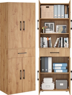 Bellamio 'Apol' Mehrzweckschrank, Eichenoptik, 176x33x60 cm, Aktenschrank mit Schublade und 5 Ablagefächern