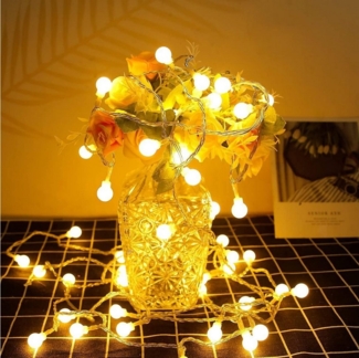 Tukrool LED-Lichterkette Kugelförmige Lichterkette, netzbetrieben, 50 LEDs pro 10 Meter, Wasserdicht IP44, 8 Modi, Memory-Funktion