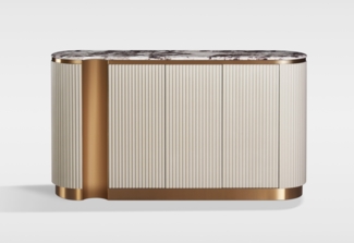 Livin Hill Kommode Stilig Helles Creme, goldene Basis mit dunklem Marmor ST917B