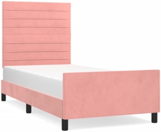Bettgestell mit Kopfteil Rosa 90x200 cm Samt [3125799]