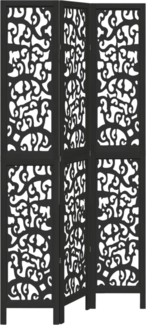 vidaXL 3-tlg. Paravent Schwarz Massivholz Paulownia 358752