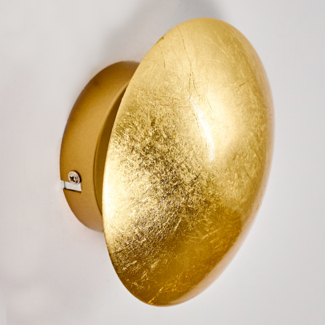 hofstein Wandleuchte »Godo« Wandlampe runde aus Metall in Gold mit Lichtspiel an der Wand, ohne Leuchtmittel, 2800 Kelvin, 1xG9, Innen mit Strahlen-Effekt in Struktur-Gold-Optik