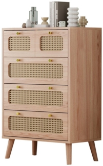 FUROKOY Sideboard Kommode Holz Mit rutschfesten Tischbeinen und Kippschutzvorrichtung, 60 x 34 x 91 cm,Mit 5 Schubladen,Mit geräuscharmem Dämpfungsschlitten