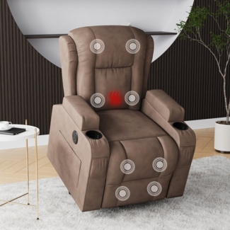 PXloue Massagesessel TV-Sessel Elektrisch Massage Relaxsessel Schlafsessel Fernsehsessel (inkl. Aufstehhilfe und Fernbedienung), mit Liegefunktion Massagefunktion und Wärmefunktion, bis 150 kg