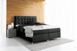 99rooms Sorento Boxspringbett Strukturstoff 120x200 cm Schwarz