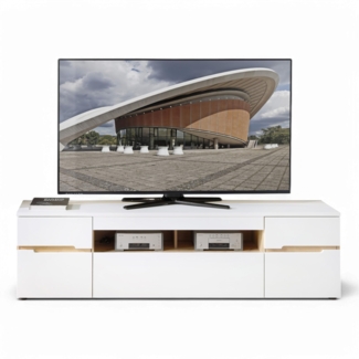 Memphis TV-Lowboard in Weiß, Artisan Eiche Optik - Moderner TV Schrank mit Schublade und viel Stauraum für Ihr Wohnzimmer - 192 x 53 x 47 cm (B/H/T)