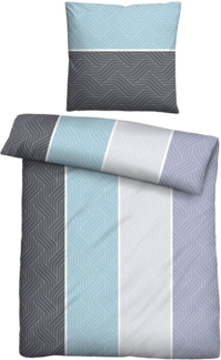 Traumhaft schlafen - Castell - Markenbettwäsche Mikrofaser Bettwäsche 0561125 LÄNGSBALKEN, eisblau, 1x 135x200 cm + 1x 80x80 cm