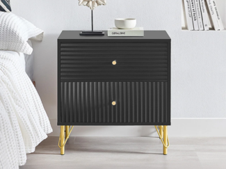 Vente-unique - 2er-Set Nachttische mit 2 Schubladen - Schwarz - LUREO