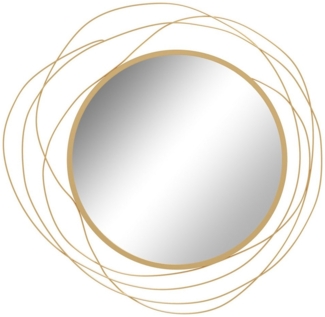 HOMCOM Wandbild Wandkunst aus Metall, 65cm Runder Spiegel, Muster (Wanddekoration, 1 St), für Wohnzimmer, Esszimmer, Büro, Gold
