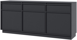 Selsey 'Evo' Sideboard 3-türig mit Schubladen, schwarz, ca. 69 x 154 x 39 cm