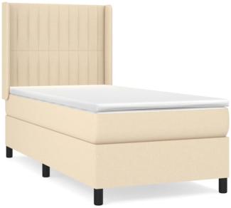 vidaXL Boxspringbett mit Matratze Stoff Creme 80 x 200 cm, Härtegrad: H2 [3131550]