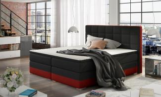 Boxspringbett PRATO Webstoff Schwarz/ Rot 120x200 cm