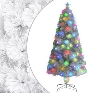 vidaXL Künstlicher Weihnachtsbaum mit LED Weiß 120 cm Glasfaser