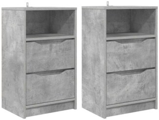 vidaXL Nachttische 2 pcs Beton Grau 40 x 30 x 467 cm Holzwerkstoff 888914