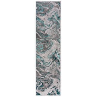 Kadima Design Luxuriöser Wohnzimmer Teppich "Ouse Joy", Metallische Marmorierung - Farbe: Grün-Grau, 60x230 cm