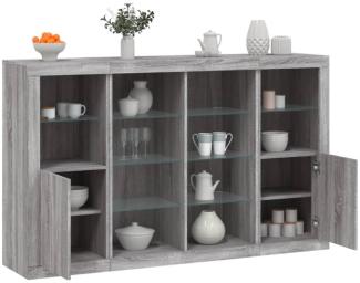 vidaXL Sideboards mit LED-Leuchten 3 Stk. Grau Sonoma Holzwerkstoff 3209140