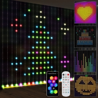HOMCOM Lichterkette 3×3m, 400 LEDs, mit verstellbare Helligkeit, Musik-Synchronisation, 0-flammig, Innen Außen, IP44, für Hochzeit, Party, Weihnachten