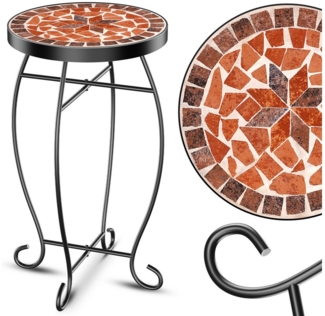 KESSER® Mosaiktisch Bistrotische Blumenhocker Rund 60 x 34 cm Metall Mosaik Beistelltisch Balkontisch Gartentische Terrassentisch Balkon Steinmosaik Garten Gartentisch Indoor Outdoor Antike