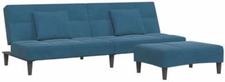 vidaXL Schlafsofa 2-Sitzer mit Fußhocker Blau Samt 3258109