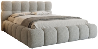 Deine Möbel 24 Polsterbett LUVA Bubble Bett mit Bettkasten und Lattenrost Stauraumbett (Set, 3-tlg, Bett in Bouclé Weiß, Creme, Dunkelbeige, Grau, Hellgrau, Braun), Stauraumbett in 140x200 160x200 180x200 200x200