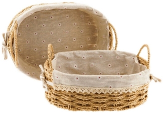 2-teiliges Brotkorb-Set mit Blumenmuster - stilvoll & dekorativ in Beige