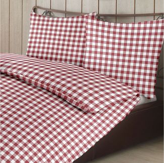 TRAUMSCHLAF Bettwäsche Landhaus Karo, Biber, 3 teilig, Biberbettwäsche weich und kuschelig