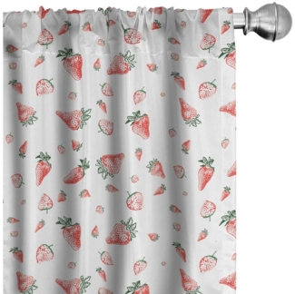 Abakuhaus Gardine Vorhang für Wohnzimmer Schlafzimmer Dekor, Microfaser, Erdbeere Grunge Frucht-Muster