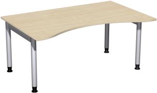 Schreibtisch '4 Fuß Pro' höhenverstellbar, 160x100 cm, Ahorn / Silber