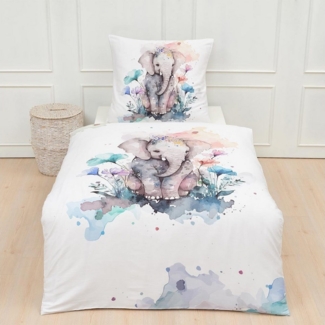 TRAUMSCHLAF Bettwäsche Elefant, Mako Satin, 2 teilig