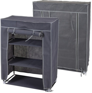 Koopman Campingschrank Stoffschrank Regal Schuhregal Reise Camping 60x80x30 cm (2-St) 3 Ebenen, Reißverschluss, 2er Set, Polyesterbezug