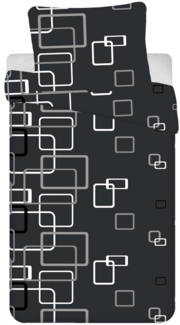 Microflanell Bettwäsche – 140x200 cm + 70x90 cm, Schwarz mit weißen Quadraten