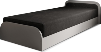 Eltap Parys Bett (Alova 04) 80x190 Seite rechte Holzrahmen, Schwarz, 195 x 55 x 90 cm