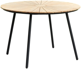Garden Pleasure Teak Tisch COVINA rund 110cm Schwarz Garten Tisch Esstisch