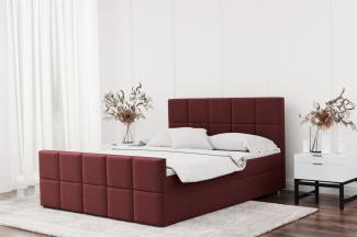 Boxspringbett Schlafzimmerbett JOST 200x220cm in Stoff Matt Velvet Weinrot