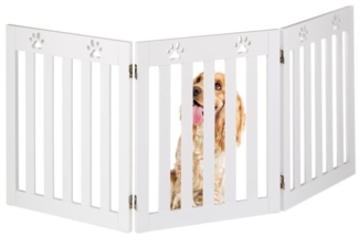 Hundeabsperrgitter, freistehendes Schutzgitter, HxB: 60x153 cm, MDF, zusammenklappbares Türgitter, weiß
