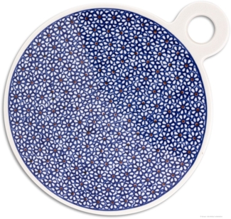 Bunzlauer Keramik Frühstücksbrett Bunzlauer Keramik Ø23x27,5 cm großes rundes Schneidebrett, Dekor 120, Keramik